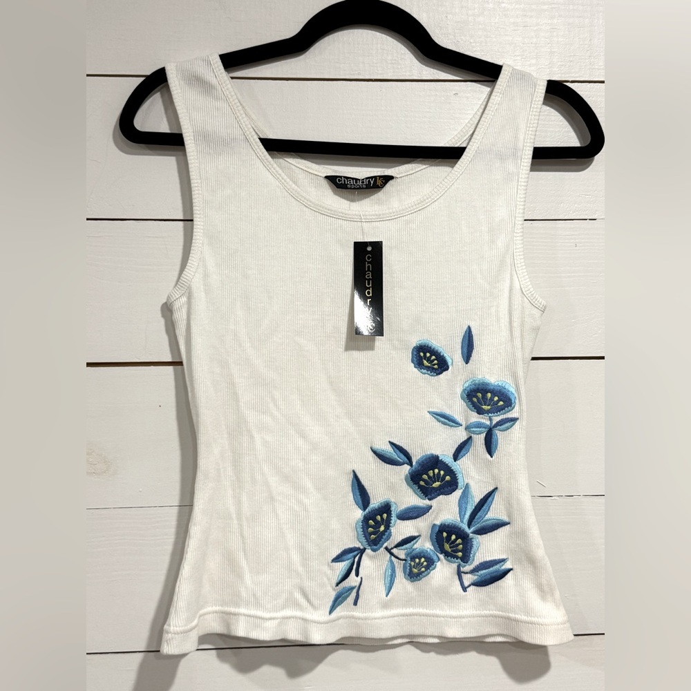 2000’s Tank Top with Floral Embroidery